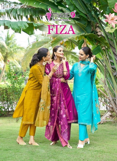 Fiza Vol 4 By Mystic 9 Banglore Silk With Embroidery Work Top Bottom With Dupatta Bulk Orders In India